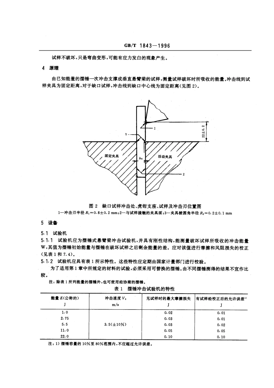 GBT 1843-1996 塑料悬臂梁冲击试验方法.pdf_第3页