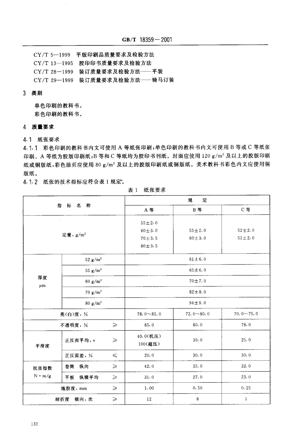 GBT 18359-2001 中小学教科书用纸、印制质量标准和检验方法.pdf_第3页