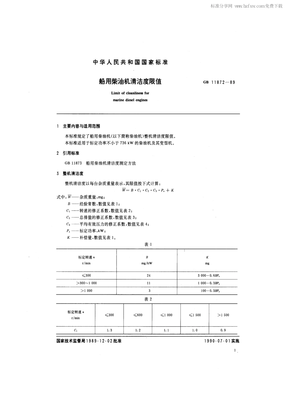 GB 11872-1989 船用柴油机清洁度限值.pdf_第2页