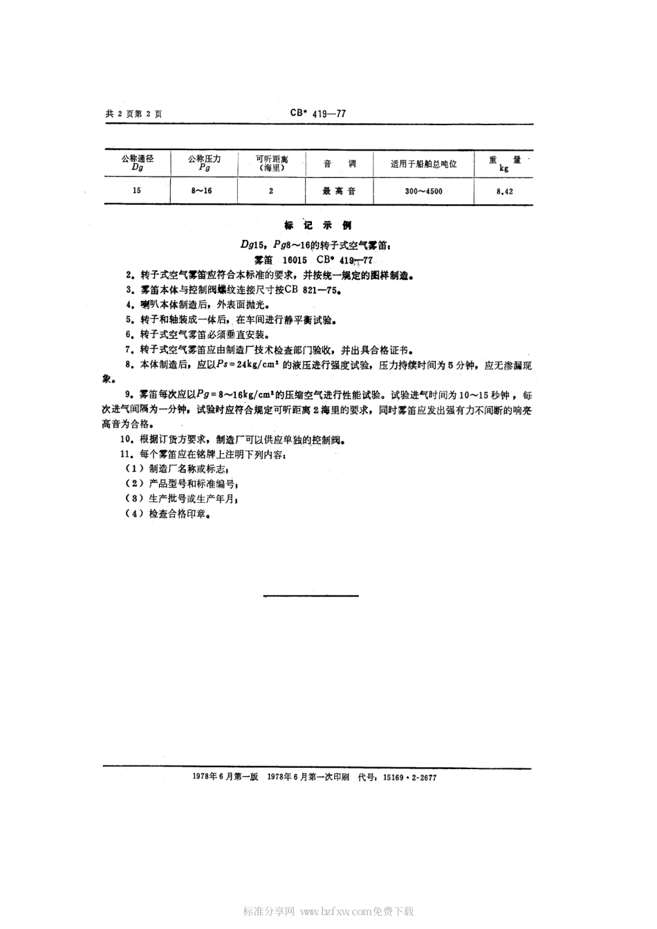 CB 419-1977 转子式空气雾笛.pdf_第2页