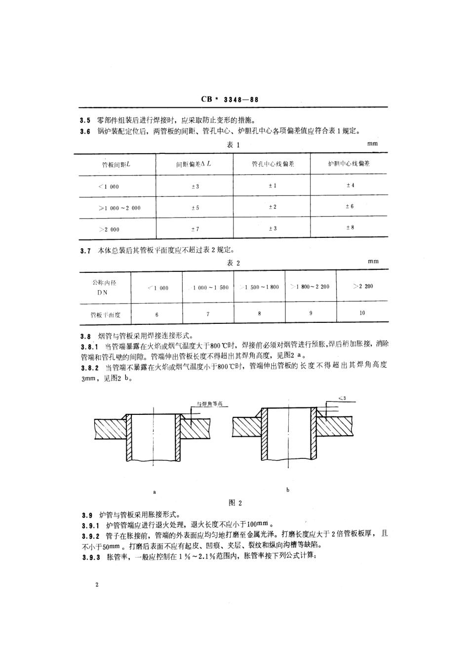 CB 3348-1988 船用锅壳式辅锅炉本体总装技术条件.pdf_第3页