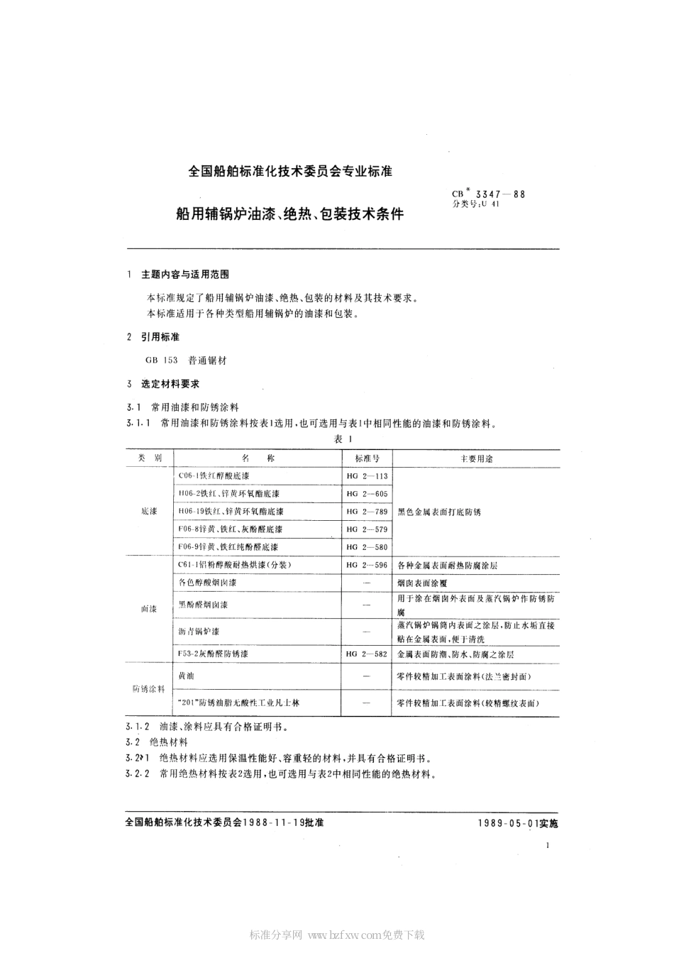 CB 3347-1988 船用辅锅炉油漆、绝热、包装技术条件.pdf_第2页