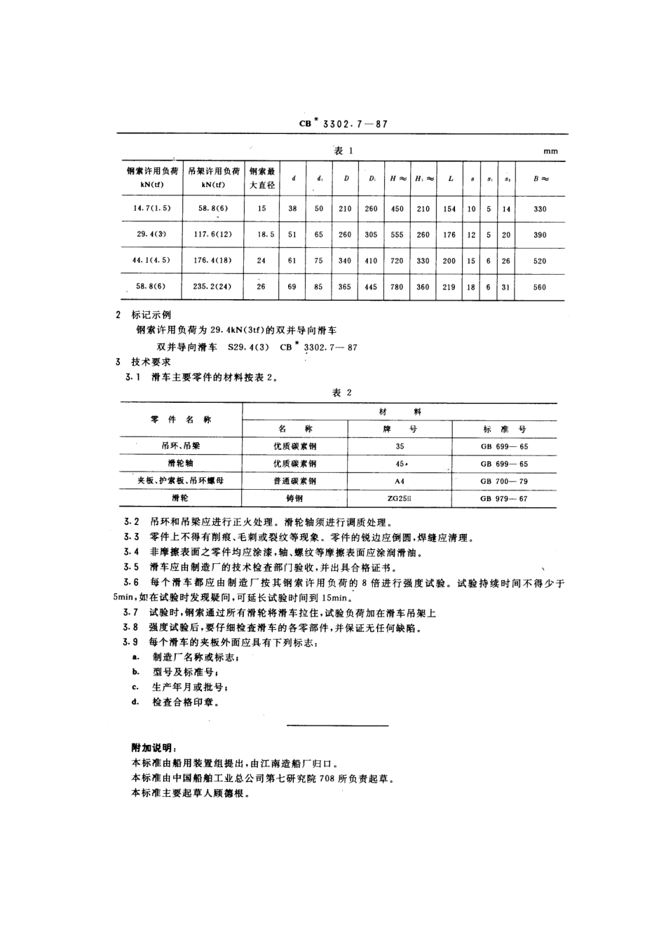 CB 3302.7-1987 双千斤索单吊杆装置 双并导向滑车.pdf_第3页
