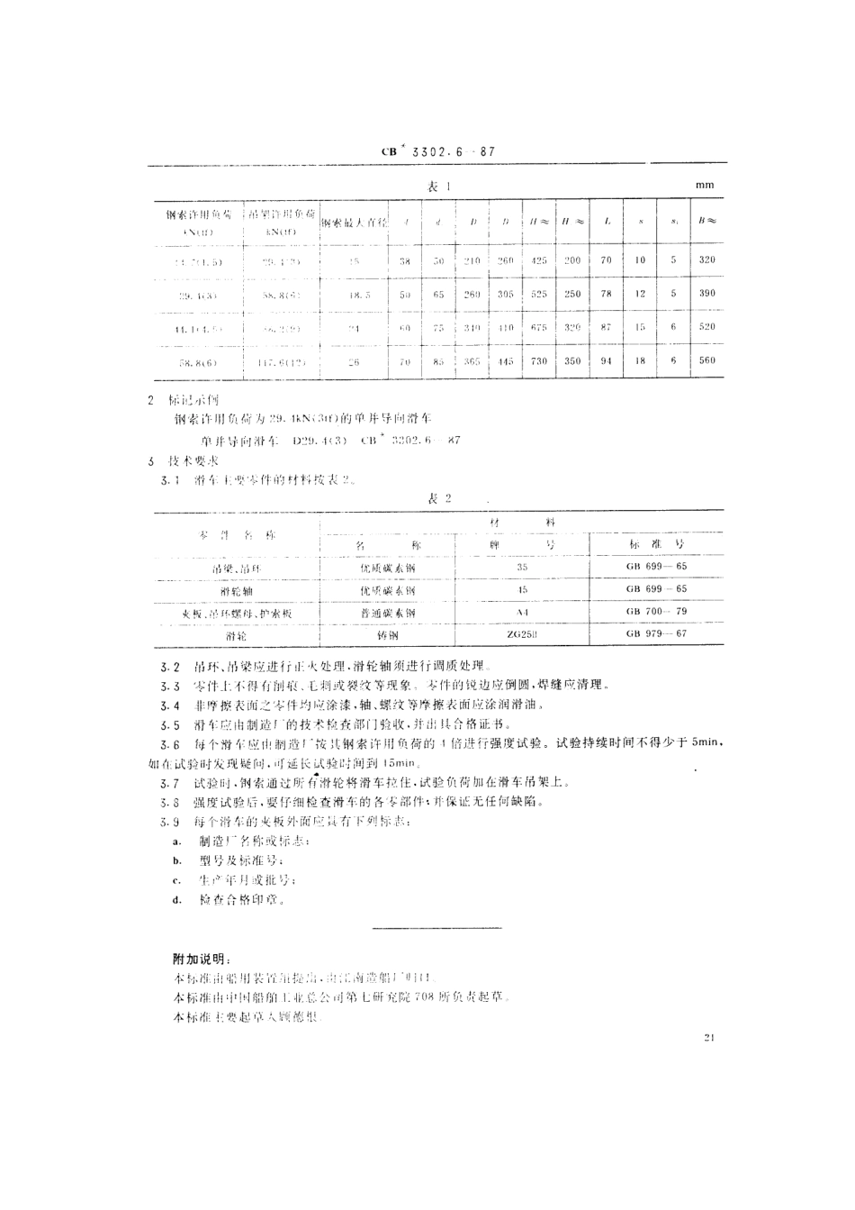 CB 3302.6-1987 双千斤索单吊杆装置 单并导向滑车.pdf_第3页
