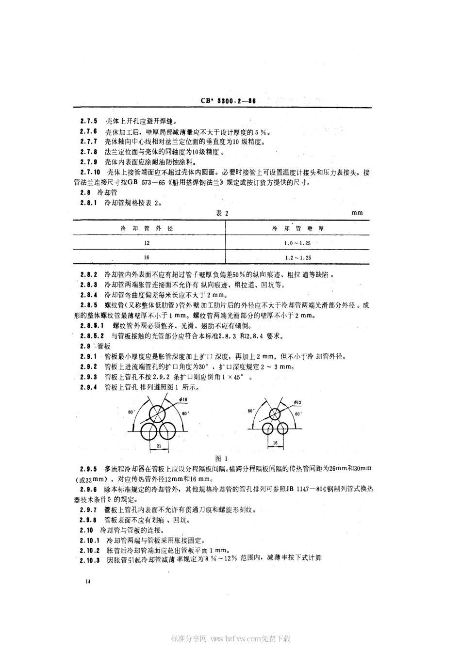 CB 3300.2-1986 船用滑油、淡水冷却器 技术条件.pdf_第2页