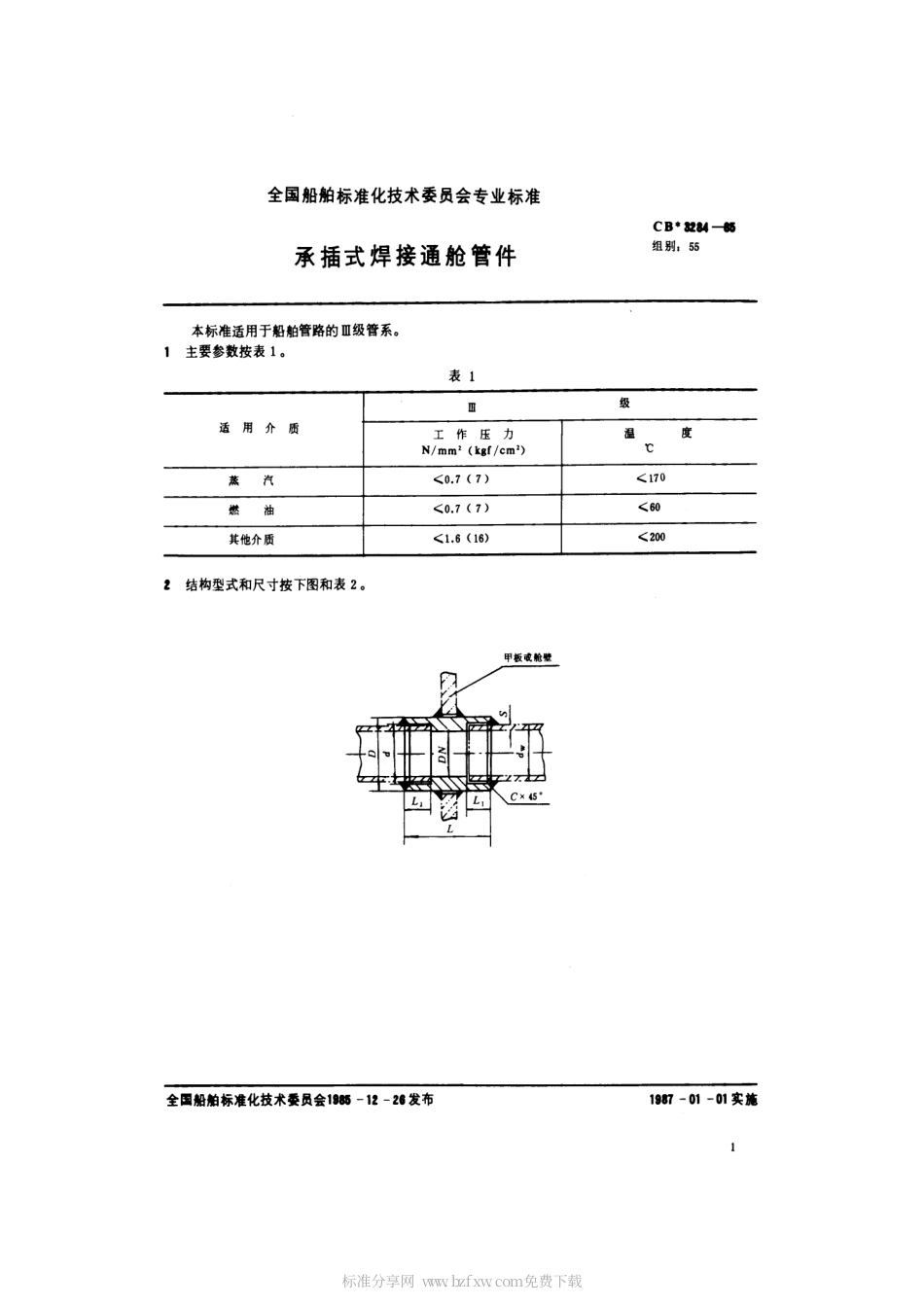 CB 3284-1985 承插式焊接通舱管件.pdf_第2页