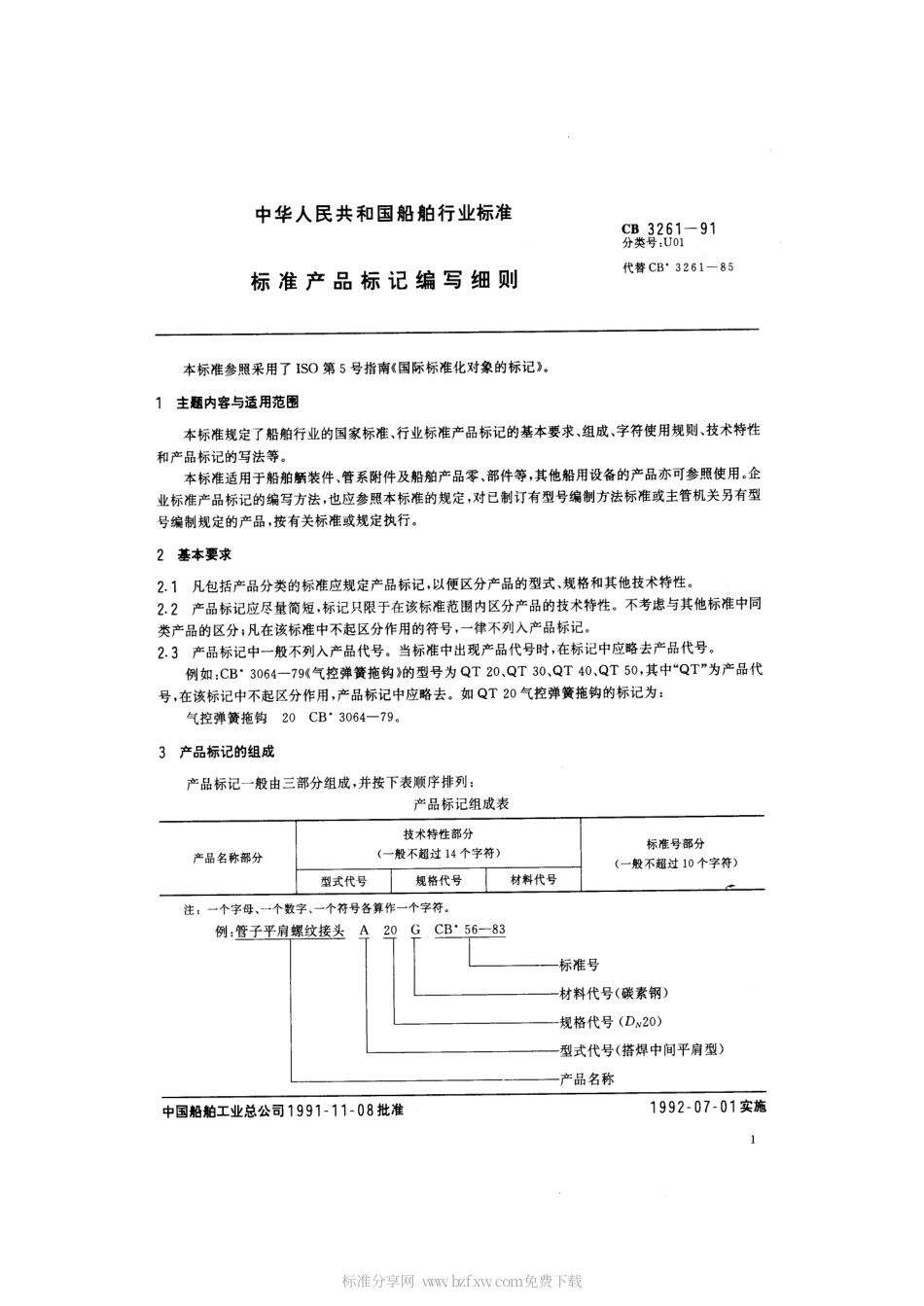 CB 3261-1991 标准产品标记编写细则.pdf_第2页