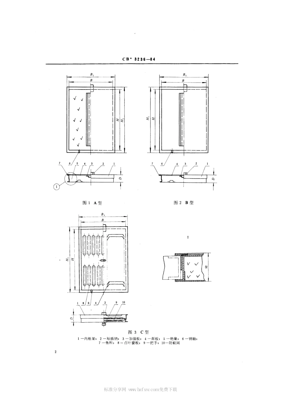 CB 3236-1984 船用门应急通孔.pdf_第2页