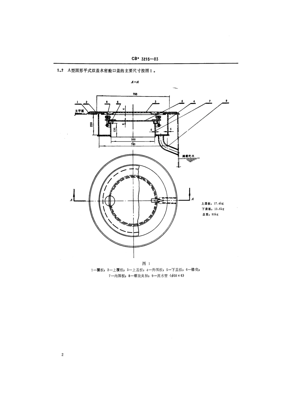 CB 3215-1983 平式水密舱口盖.pdf_第3页