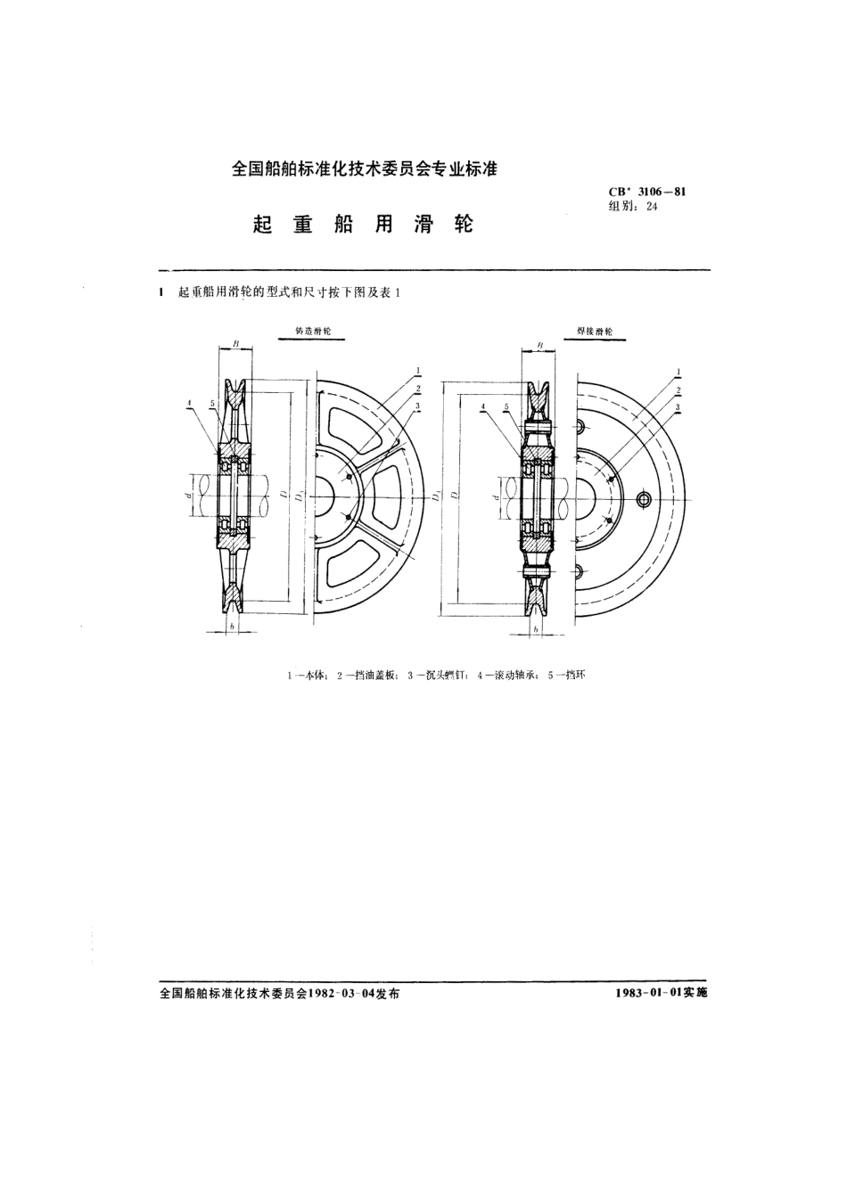 CB 3106-1981 起重船用滑轮.pdf_第1页