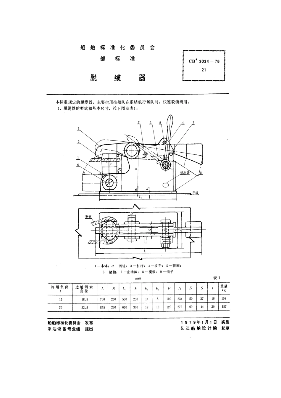 CB 3034-1978 脱缆器.pdf_第1页