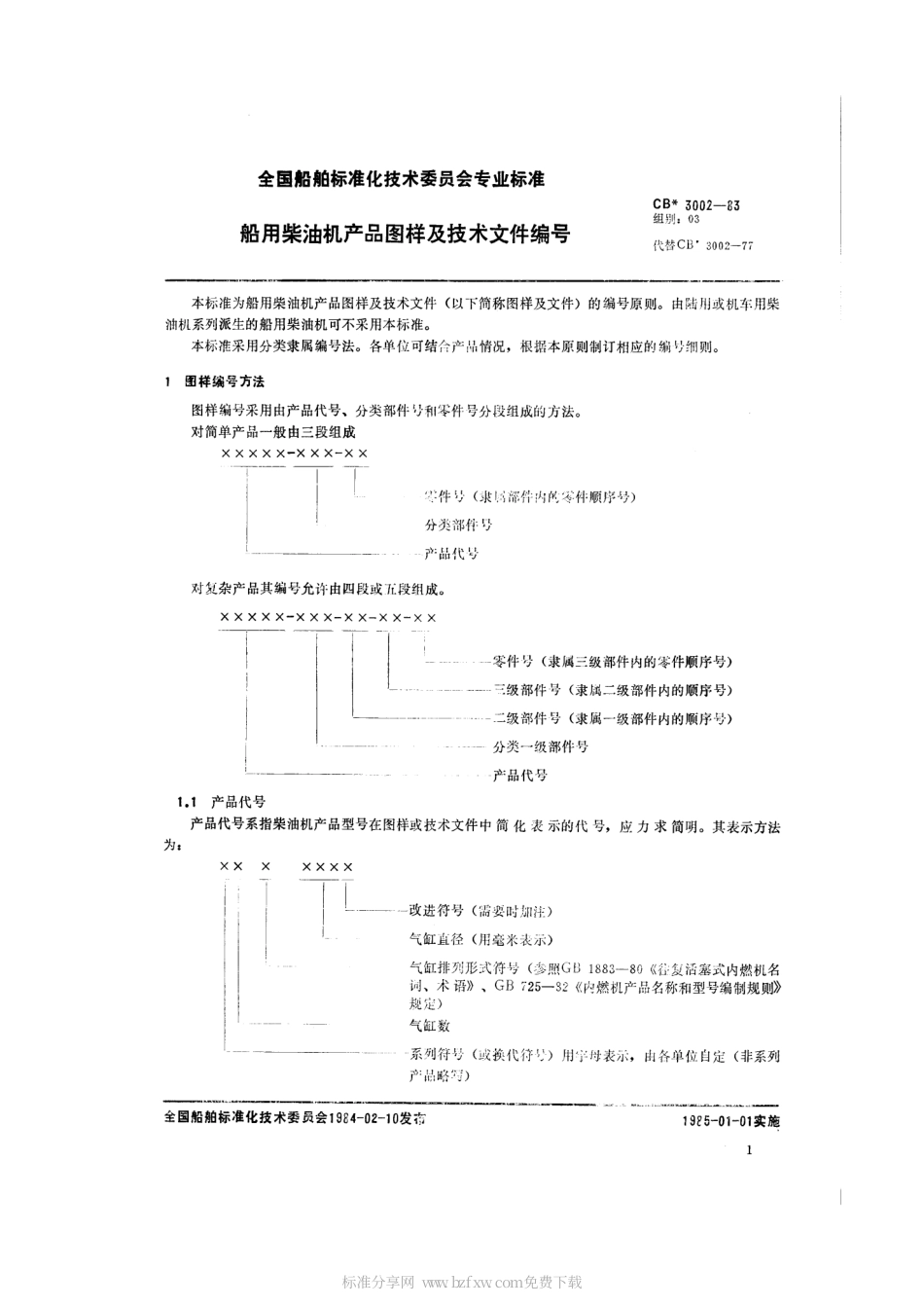 CB 3002-1983 船用柴油机产品图样及技术文件编号.pdf_第2页