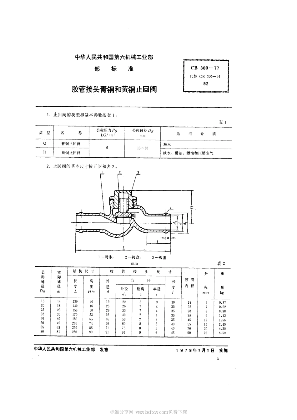 CB 300-1977 胶管接头青铜和黄铜止回阀.pdf_第2页