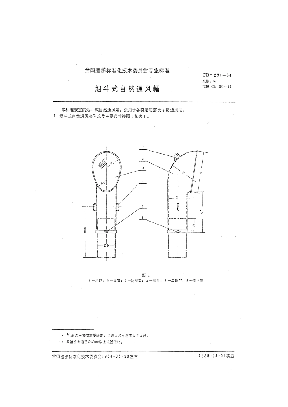 CB 294-1984 烟斗式自然通风帽.pdf_第1页