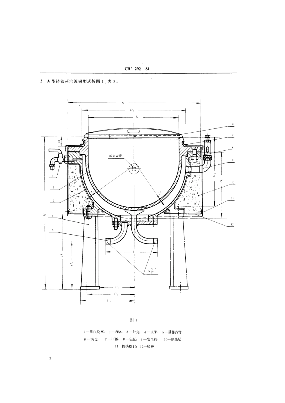 CB 292-1981 铸铁蒸汽饭锅.pdf_第3页