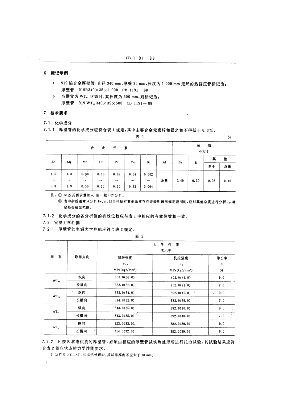 CB 1191-1988 SB211壳体用919铝合金厚壁挤压管.pdf_第3页
