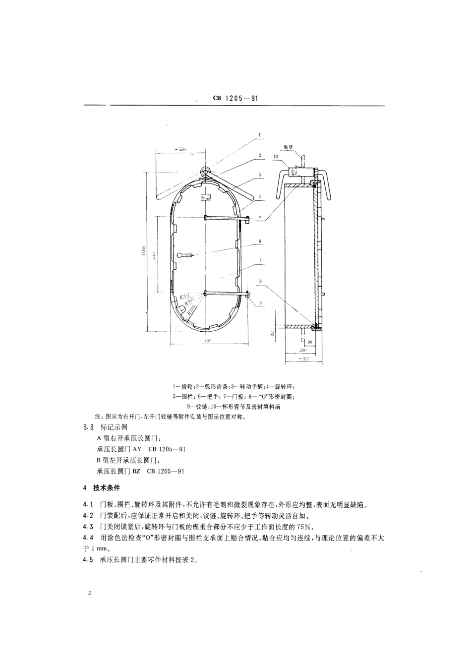 CB 1205-1991 承压长圆门.pdf_第3页