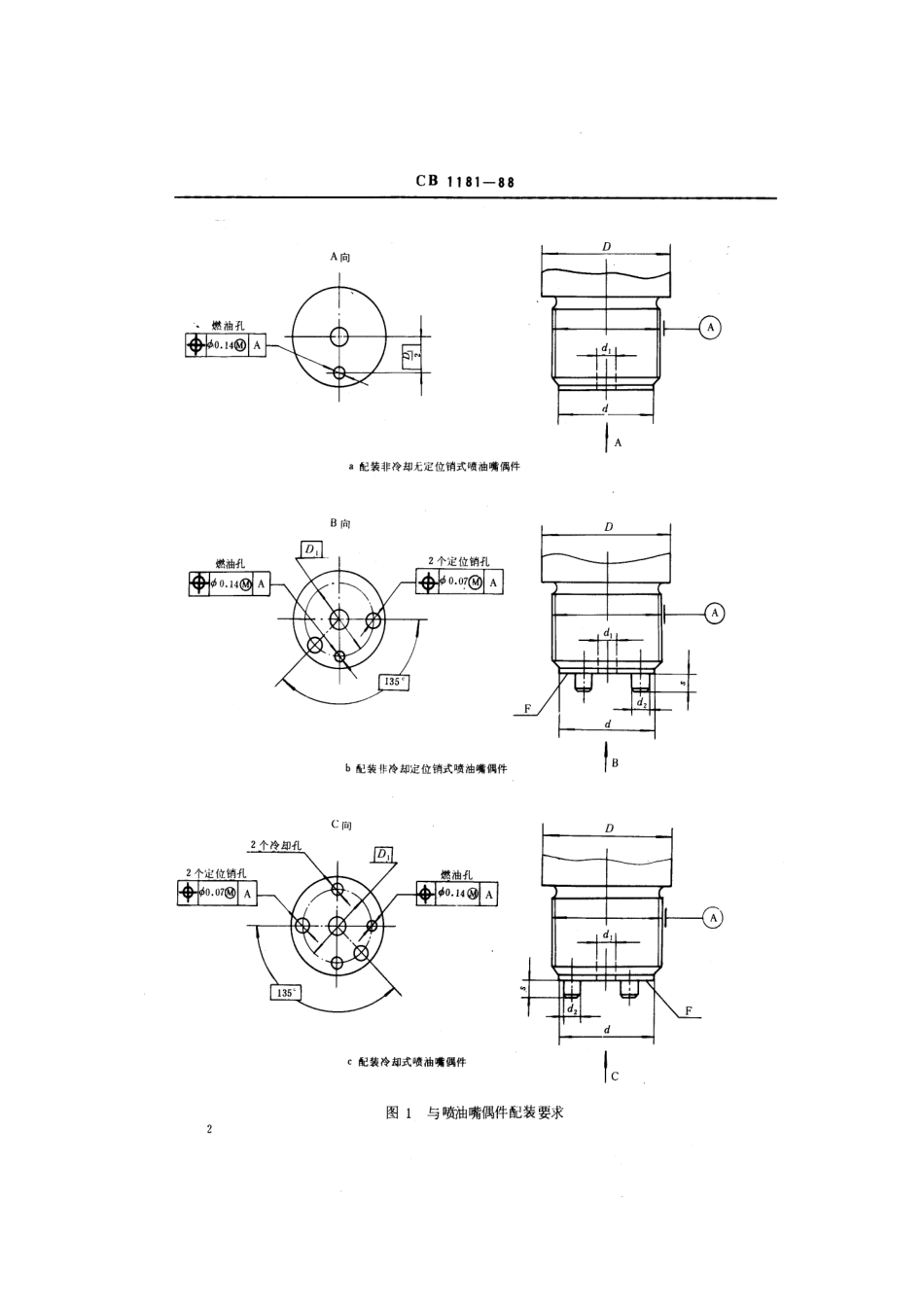 CB 1181-1988 船用柴油机喷油器安装连接尺寸.pdf_第3页
