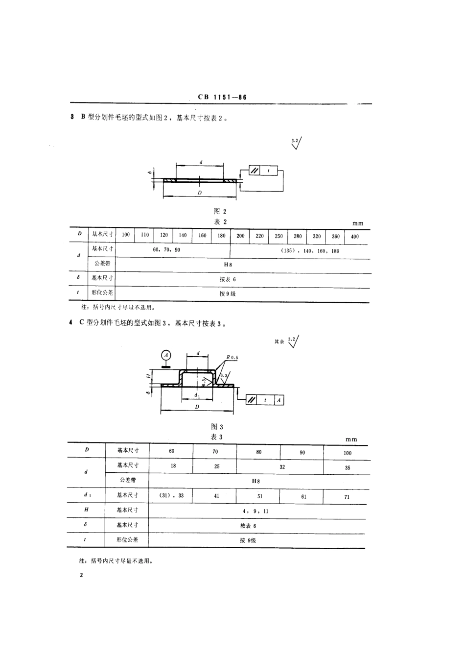 CB 1151-1986 船用仪器分划件毛坯系列.pdf_第3页