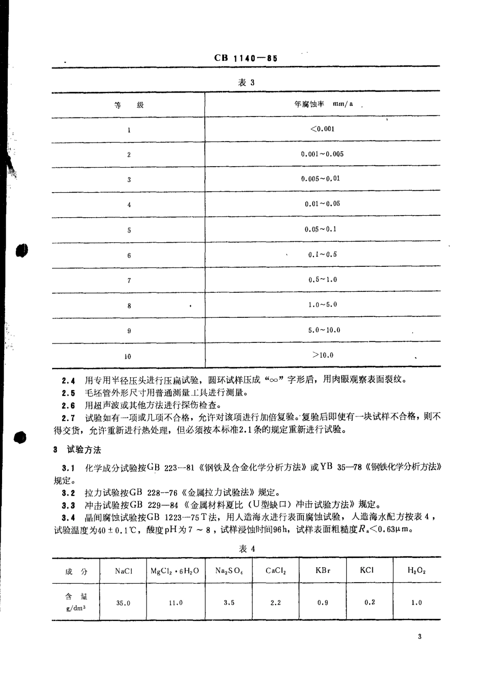 CB 1140-1985 潜望镜镜管毛坯技术要求.pdf_第3页