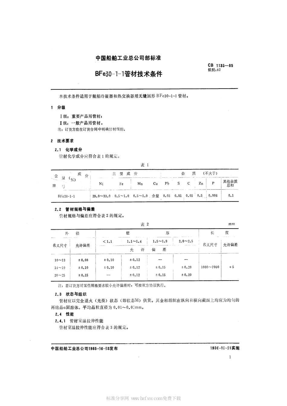 CB 1133-1985 BFe30-1-1管材技术条件.pdf_第2页