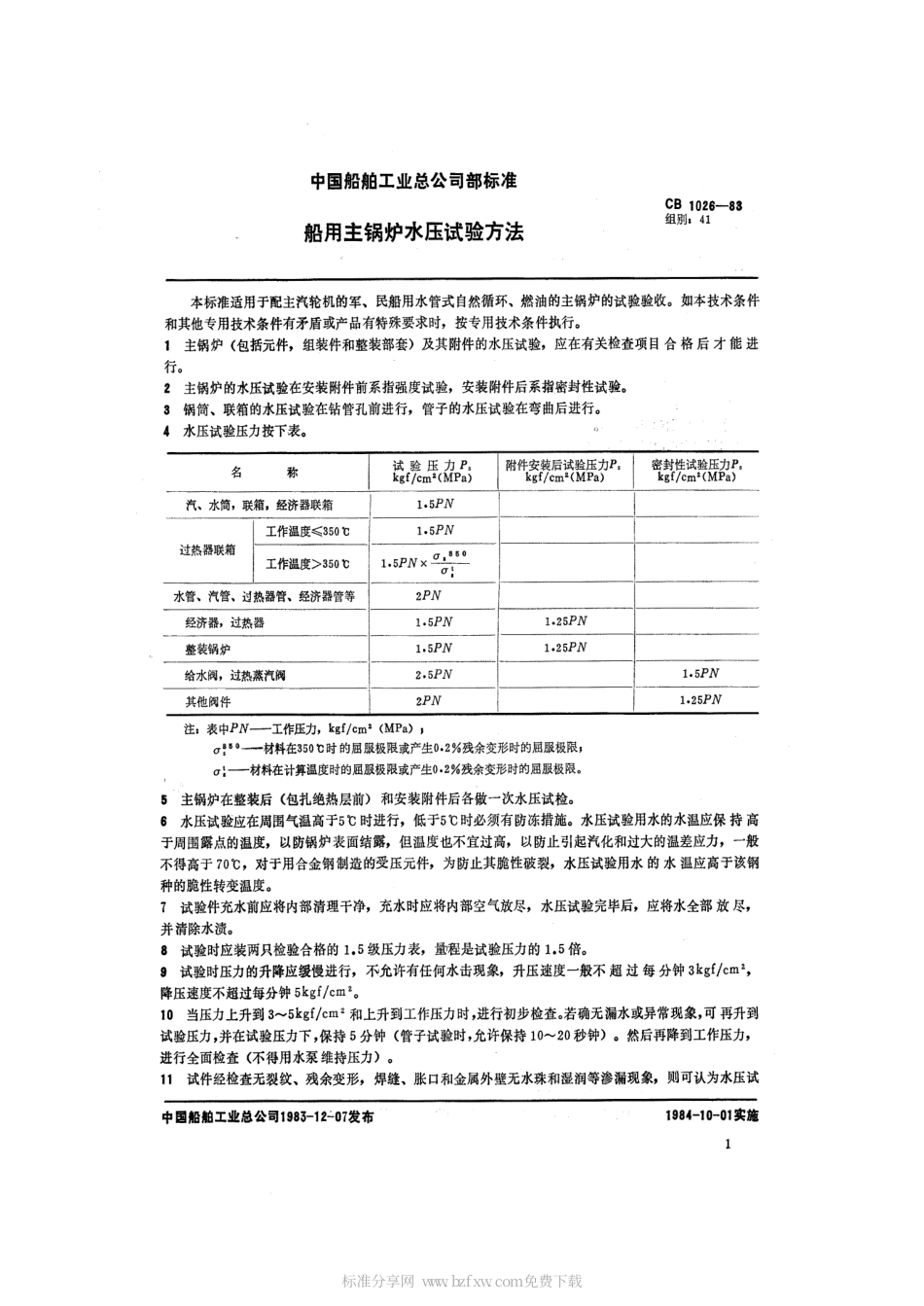 CB 1026-1983 船用主锅炉水压试验方法.pdf_第2页