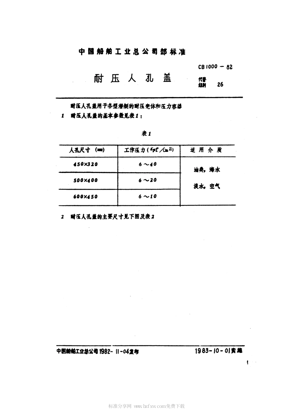 CB 1000-1982 耐压人孔盖.pdf_第2页
