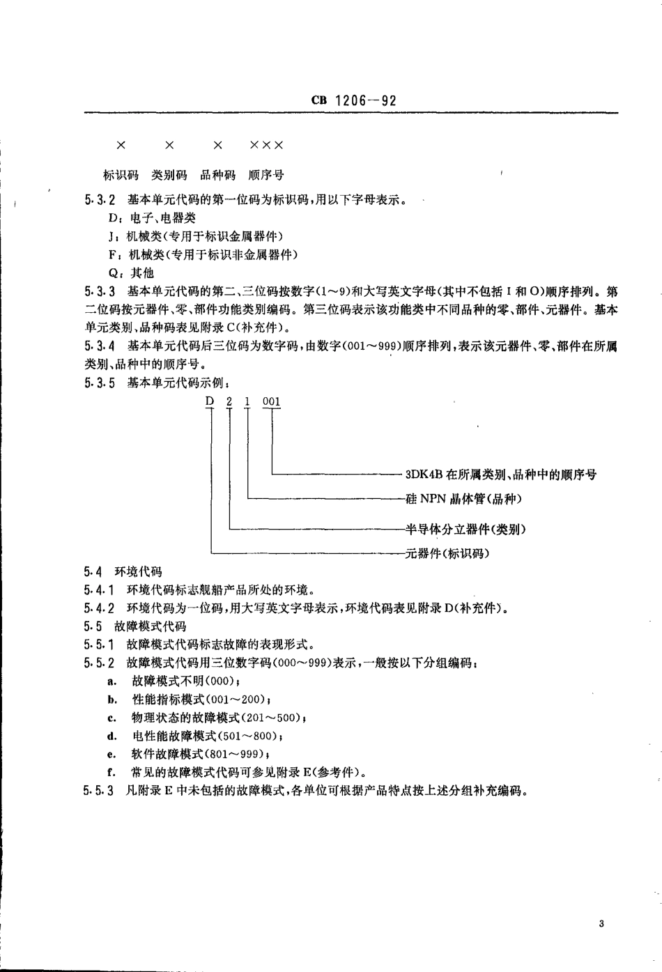 CB 1206-1992 舰船产品可靠性信息编码规定.pdf_第3页
