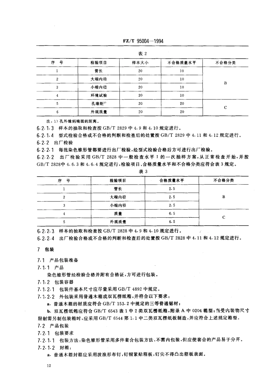 FZT 95004-1994 交叉卷绕络纱染色用圆锥形管.pdf_第3页
