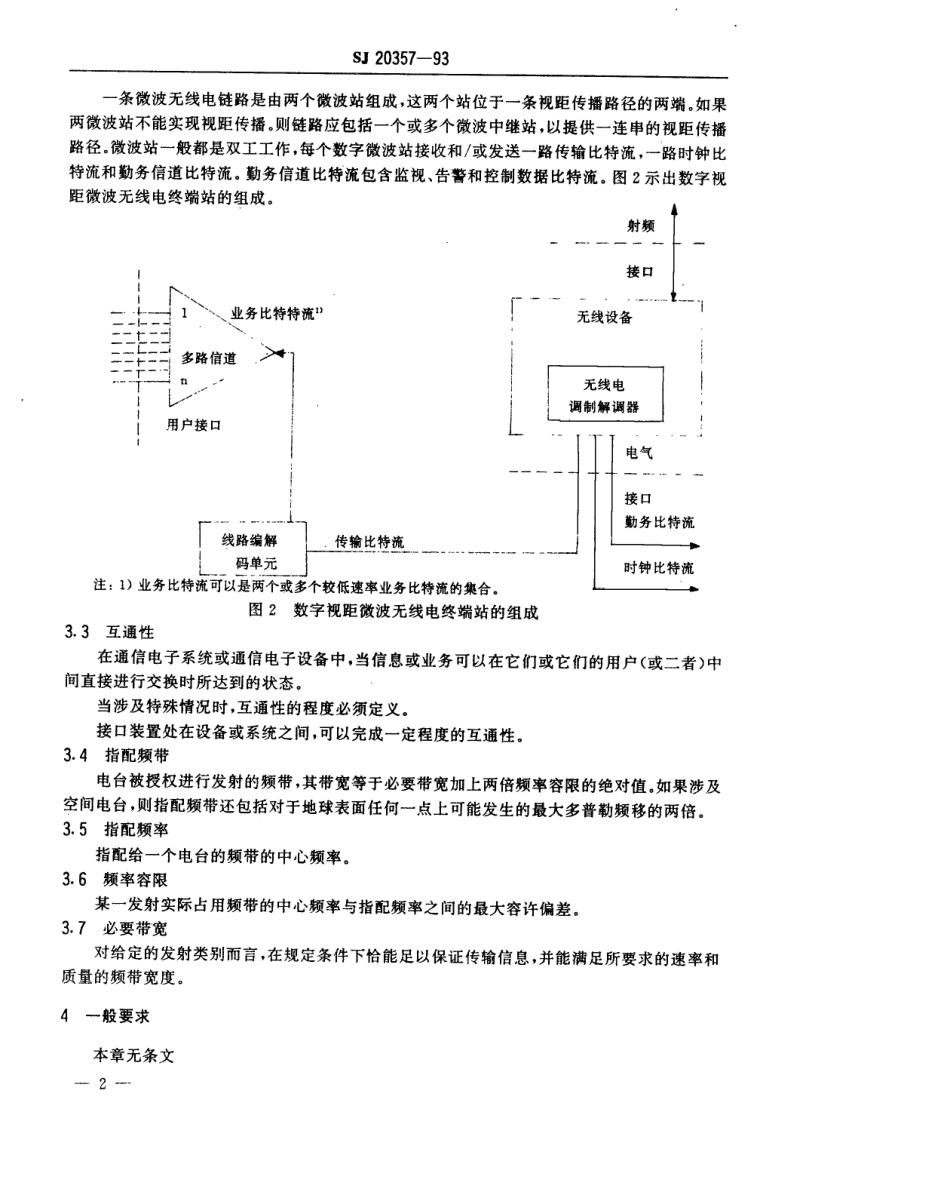 【电子行业军用标准】SJ 20357-1993 数字视距微波无线电设备的互通性和性能要求.pdf_第3页