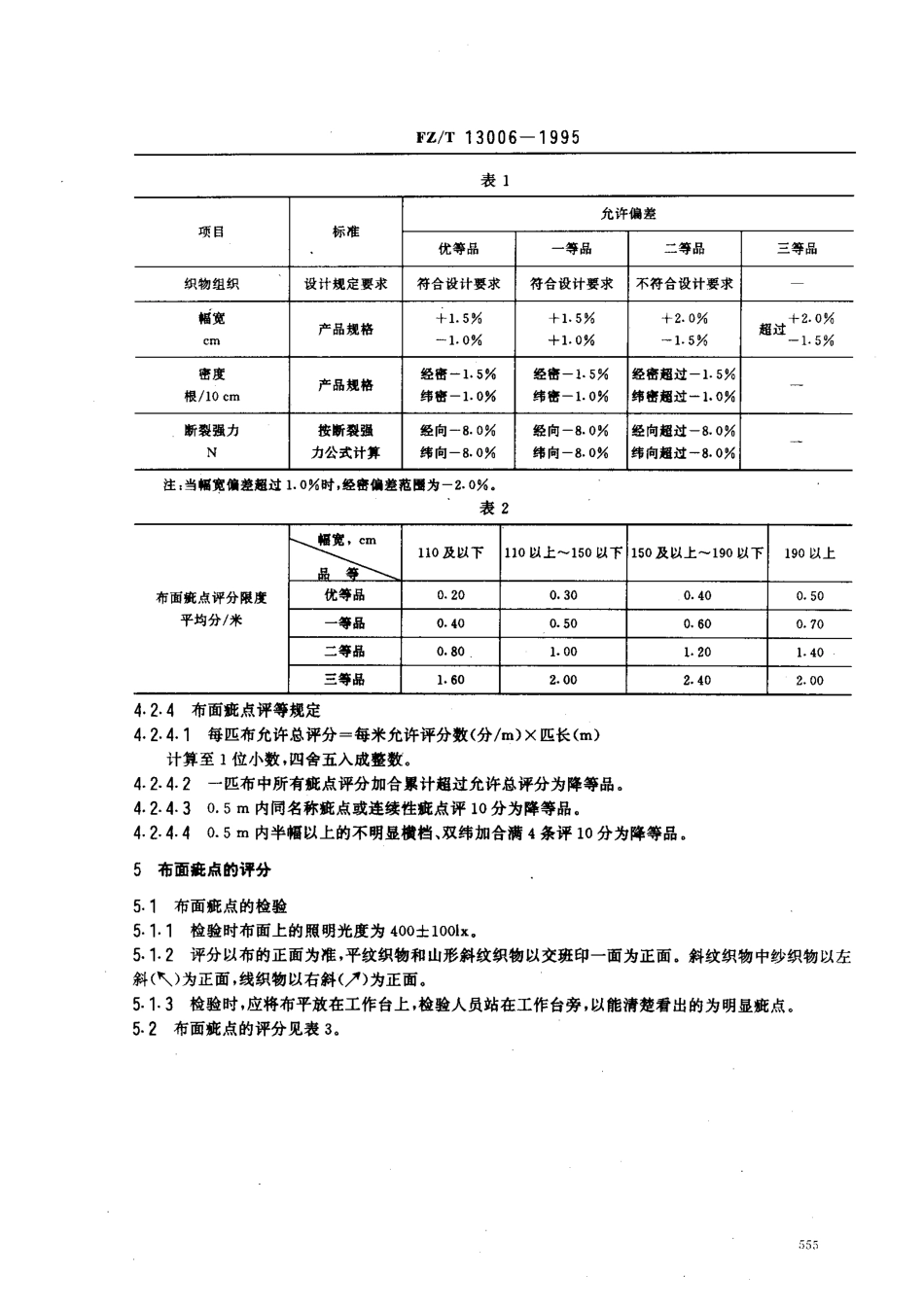 FZT 13006-1995 涤粘中长混纺本色布.pdf_第2页