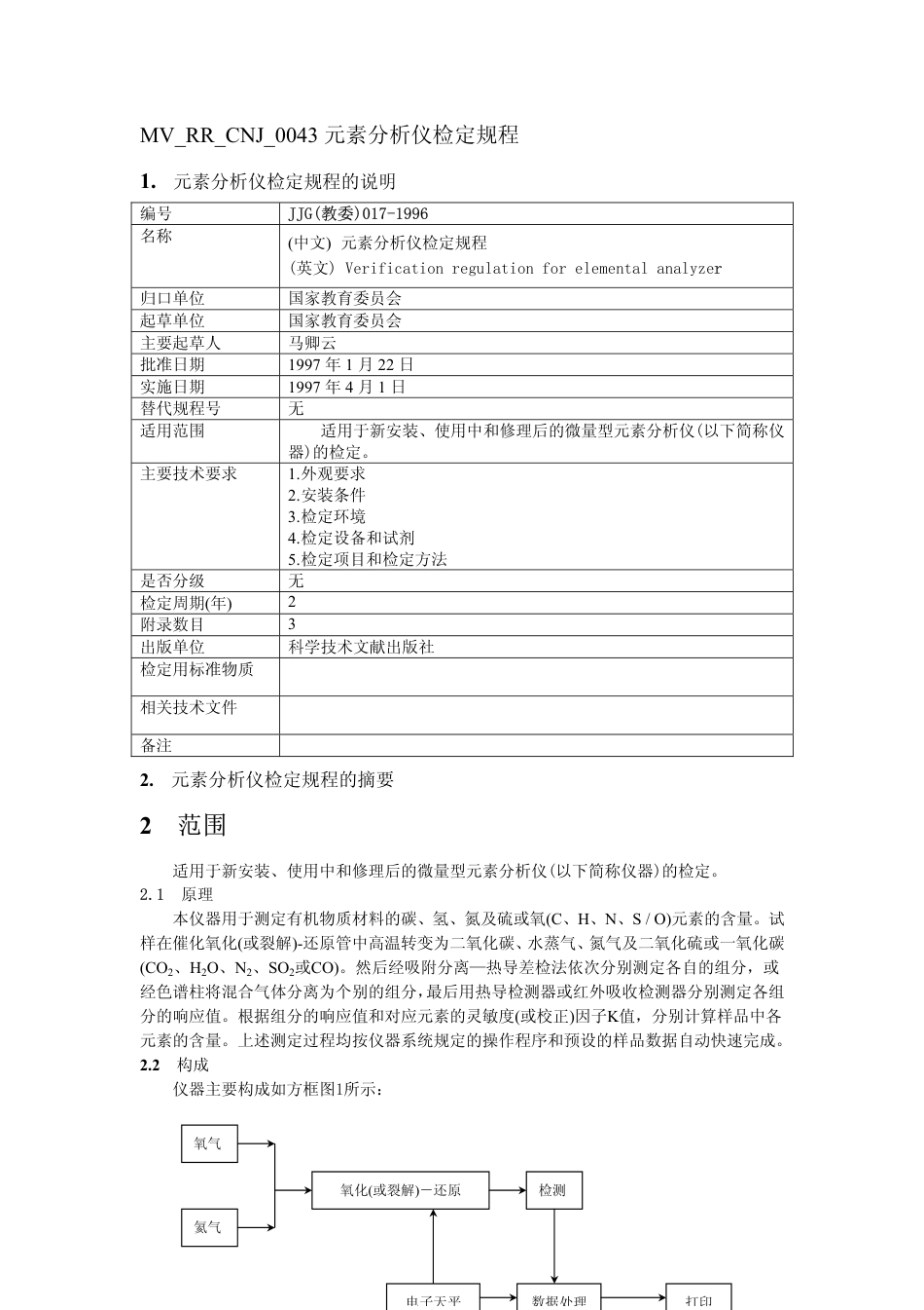 JJG(教委)017-1996 元素分析仪检定规程.pdf_第1页