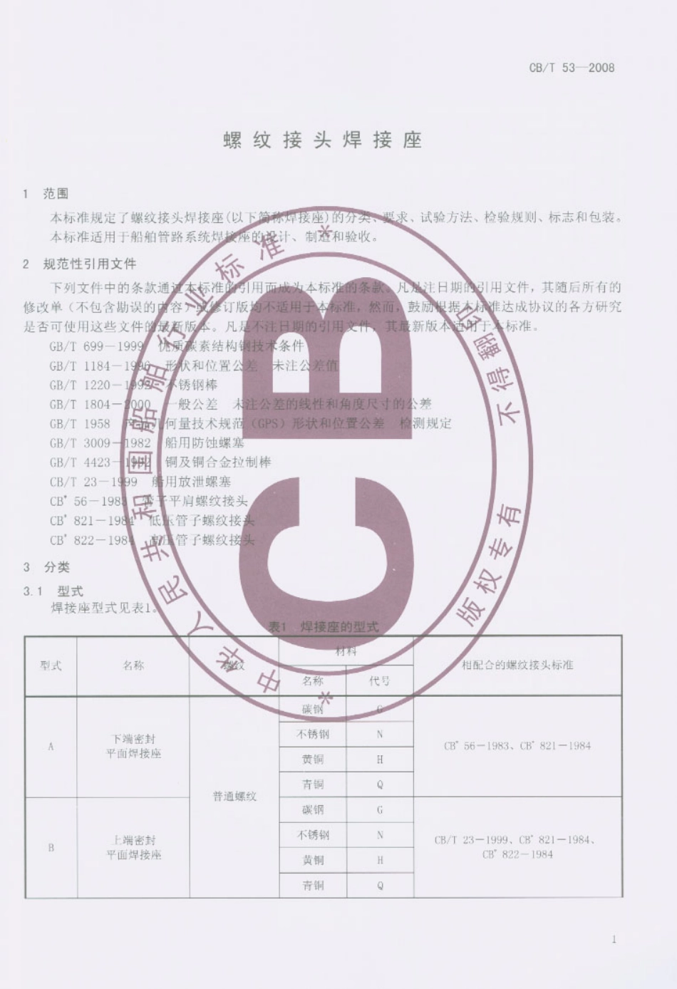 【船舶行业标准】CBT 53-2008 螺纹接头焊接座.pdf_第2页