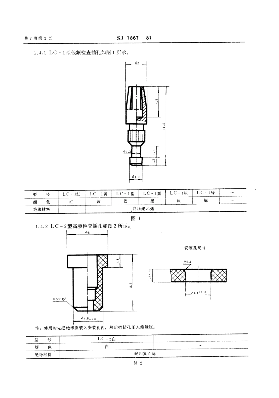 【电子行业军用标准】SJ 1867-1981 LC型和WC型检查插孔.pdf_第3页