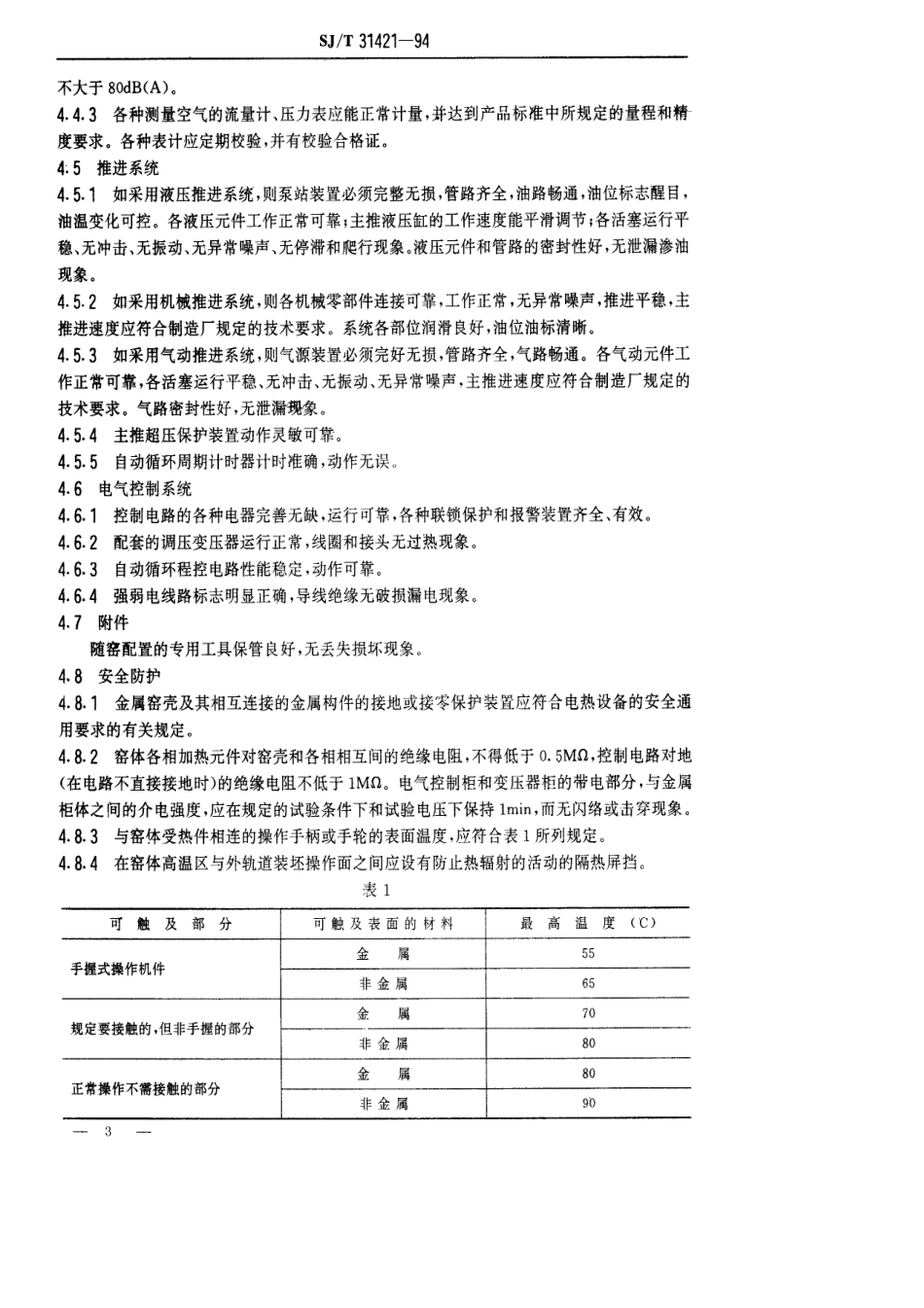 【电子行业军用标准】SJT 31421-1994 双推板式电热隧道窑完好要求和检查评定方法.pdf_第3页