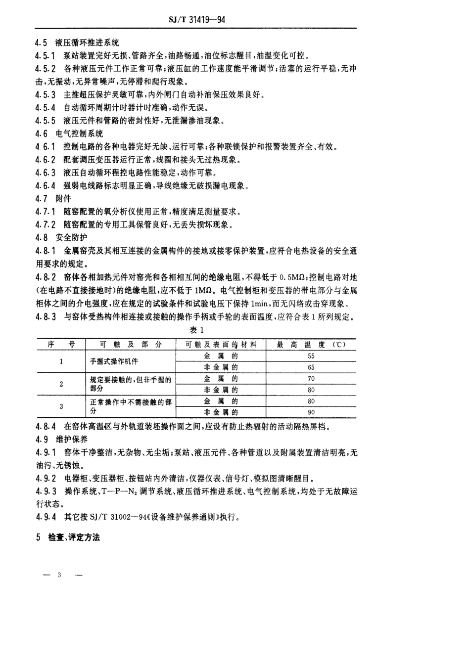 【电子行业军用标准】SJT 31419-1994 推板式充氮隧道窑完好要求和检查评定方法.pdf_第3页