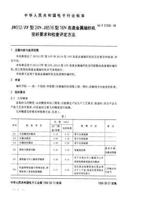【电子行业军用标准】SJT 31330-1994 JB512／ZF型24N、J8516型16N高速金属编织机完好要求和检查评定方法.pdf