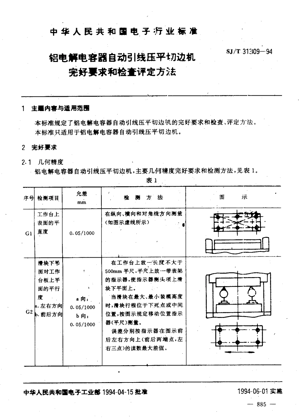 【电子行业军用标准】SJT 31309-1994 铝电解电容器自动引线压平切边机完好要求和检查评定方法.pdf_第3页