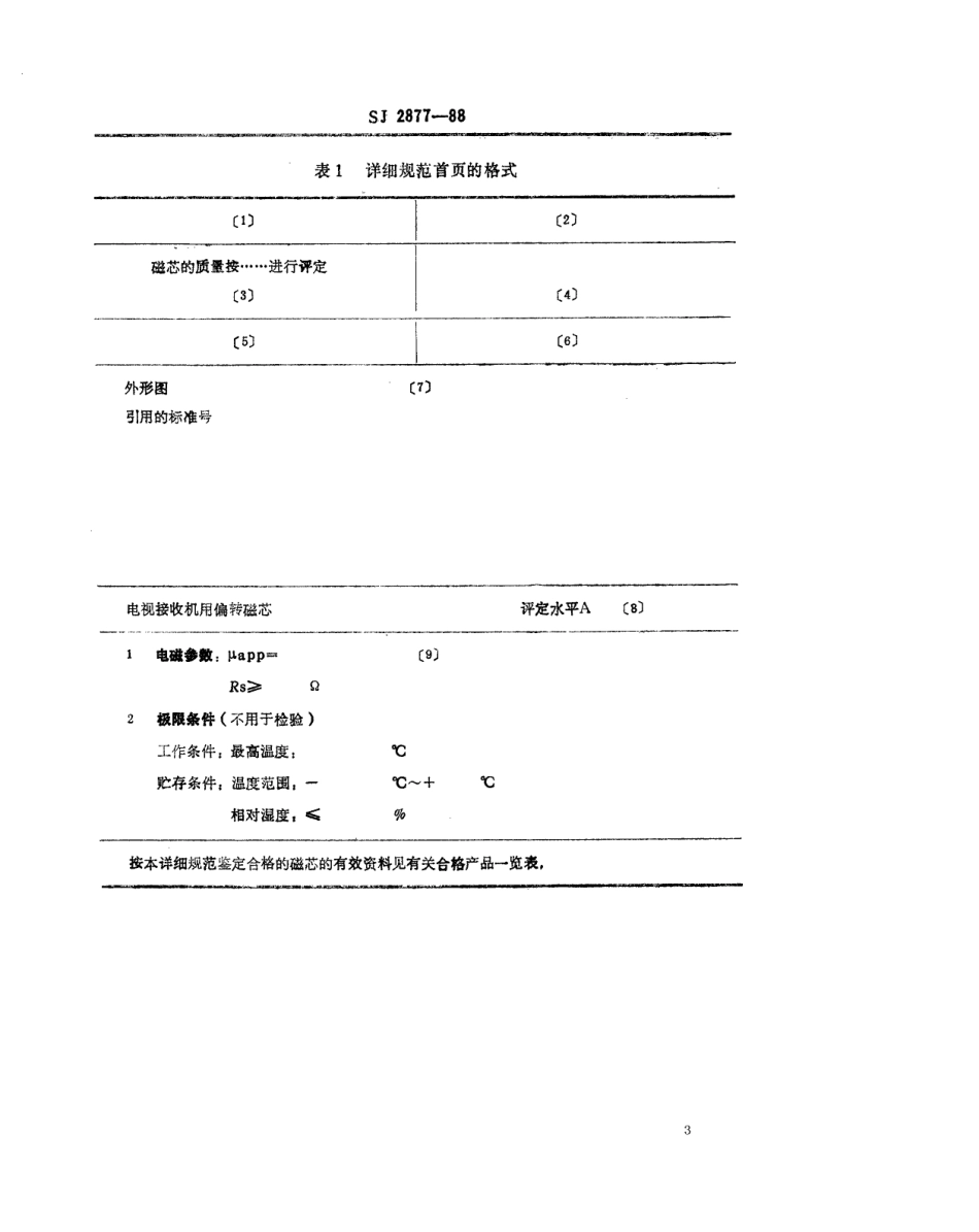 SJ 2877-1988 电视机接收机用偏转磁芯空白详细规范 评定水平A.pdf_第3页
