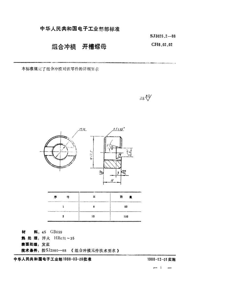 SJ 3025.2-1988 组合冲模 开槽螺母.pdf_第1页