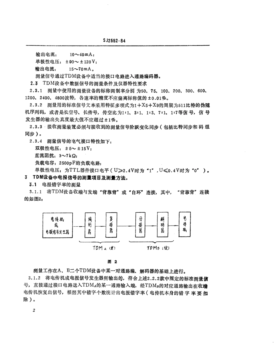 SJ 2552-1984 32kbits、64kbits电报和数据传输时分多路复用设备的电性能测量方法.pdf_第3页