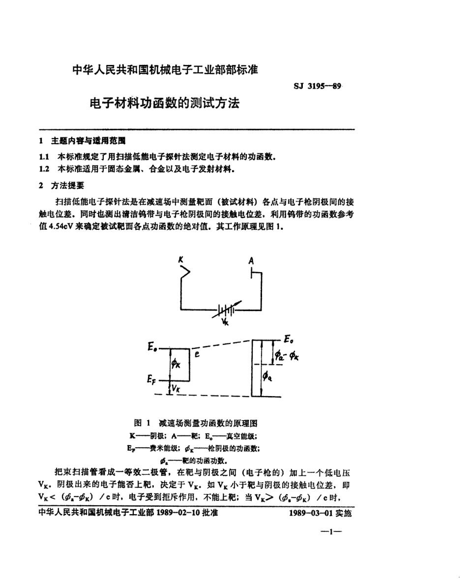 SJ 3195-1989 电子材料功函数的测试方法.pdf_第2页