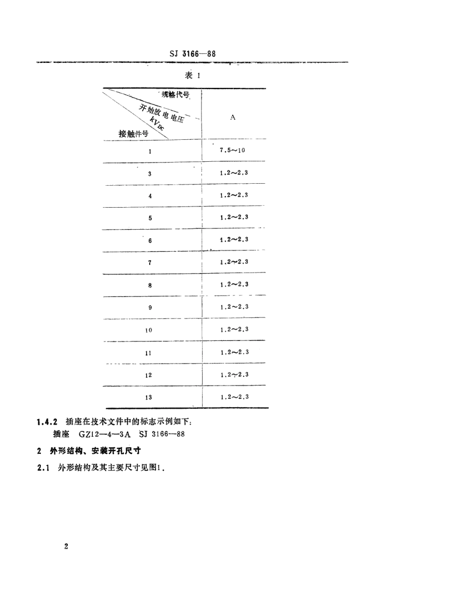 SJ 3166-1988 GZS12-4-3型彩色显像管插座.pdf_第2页