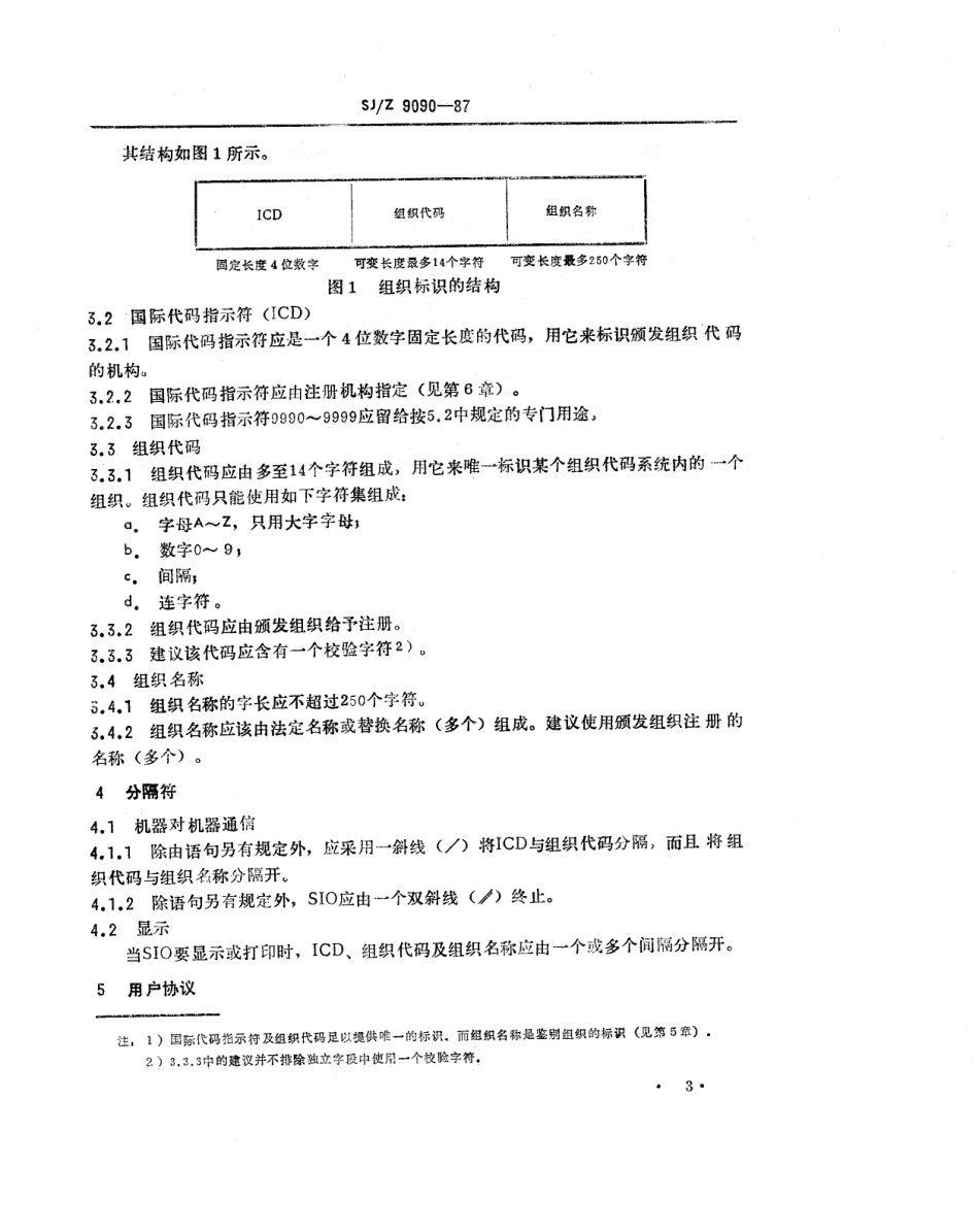 【电子行业军用标准】SJZ 9090-1987 数据交换-组织标识的结构.pdf_第3页