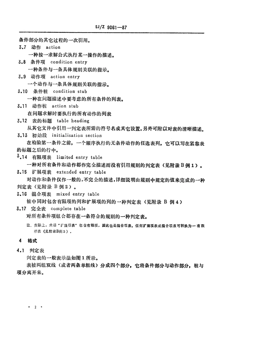 【电子行业军用标准】SJZ 9061-1987 信息处理-单命中判定表规范.pdf_第2页