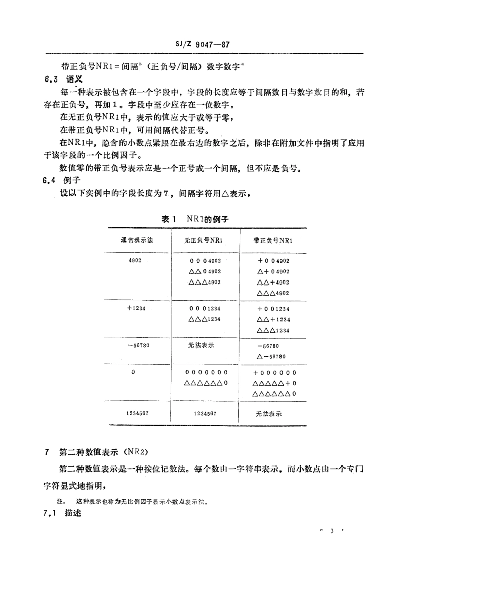 【电子行业军用标准】SJZ 9047-1987 信息处理-信息交换用以字符串形式表示数值的方法.pdf_第3页