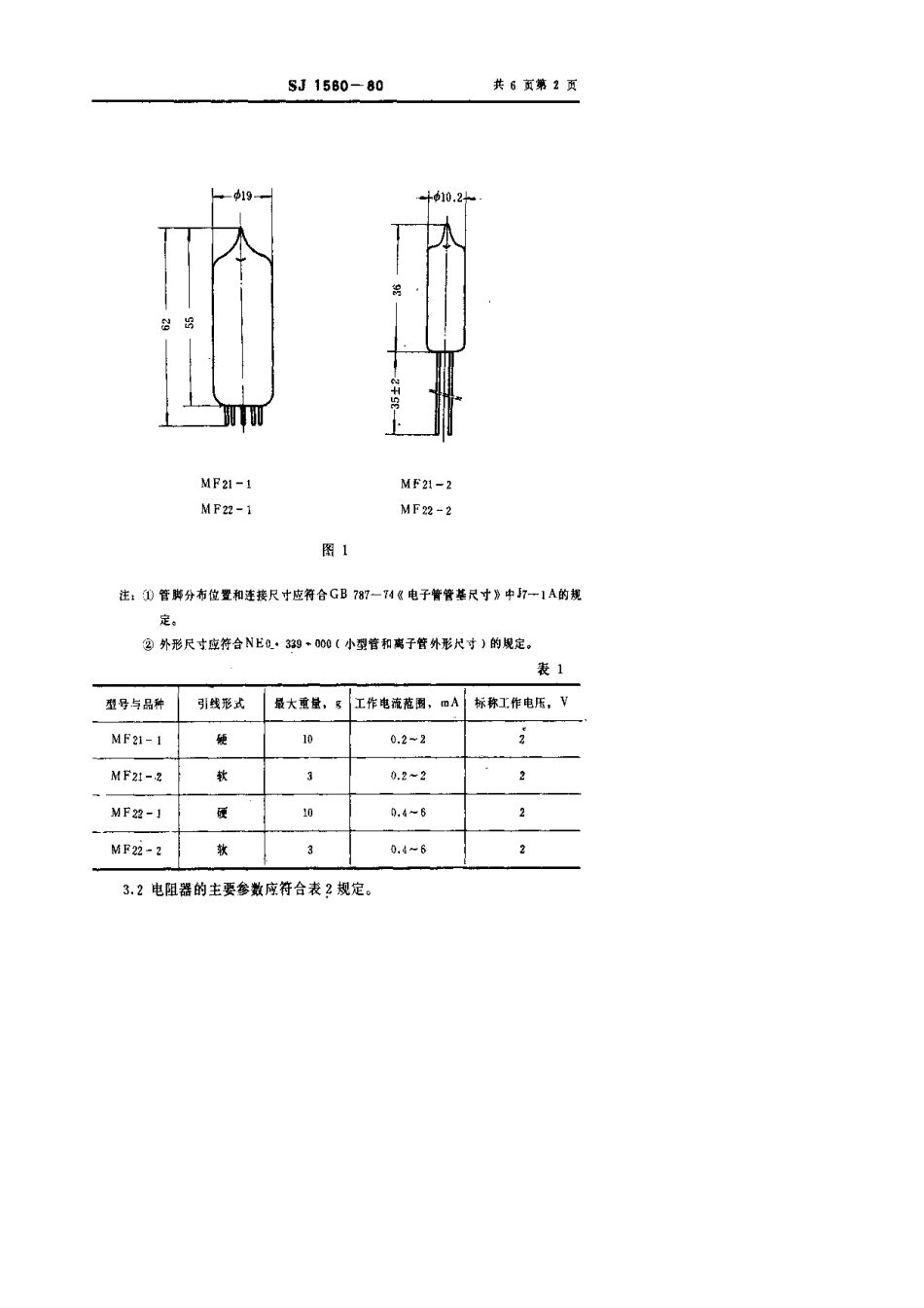 【电子行业军用标准】SJ 1560-1980 MF21型和MF22型稳压型负温度系数热敏电阻器.pdf.pdf_第2页