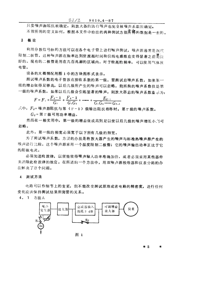【电子行业军用标准】SJZ 9010.4-1987 电子管电性能的测试 第4部分 噪声系数的测试方法.pdf_第2页