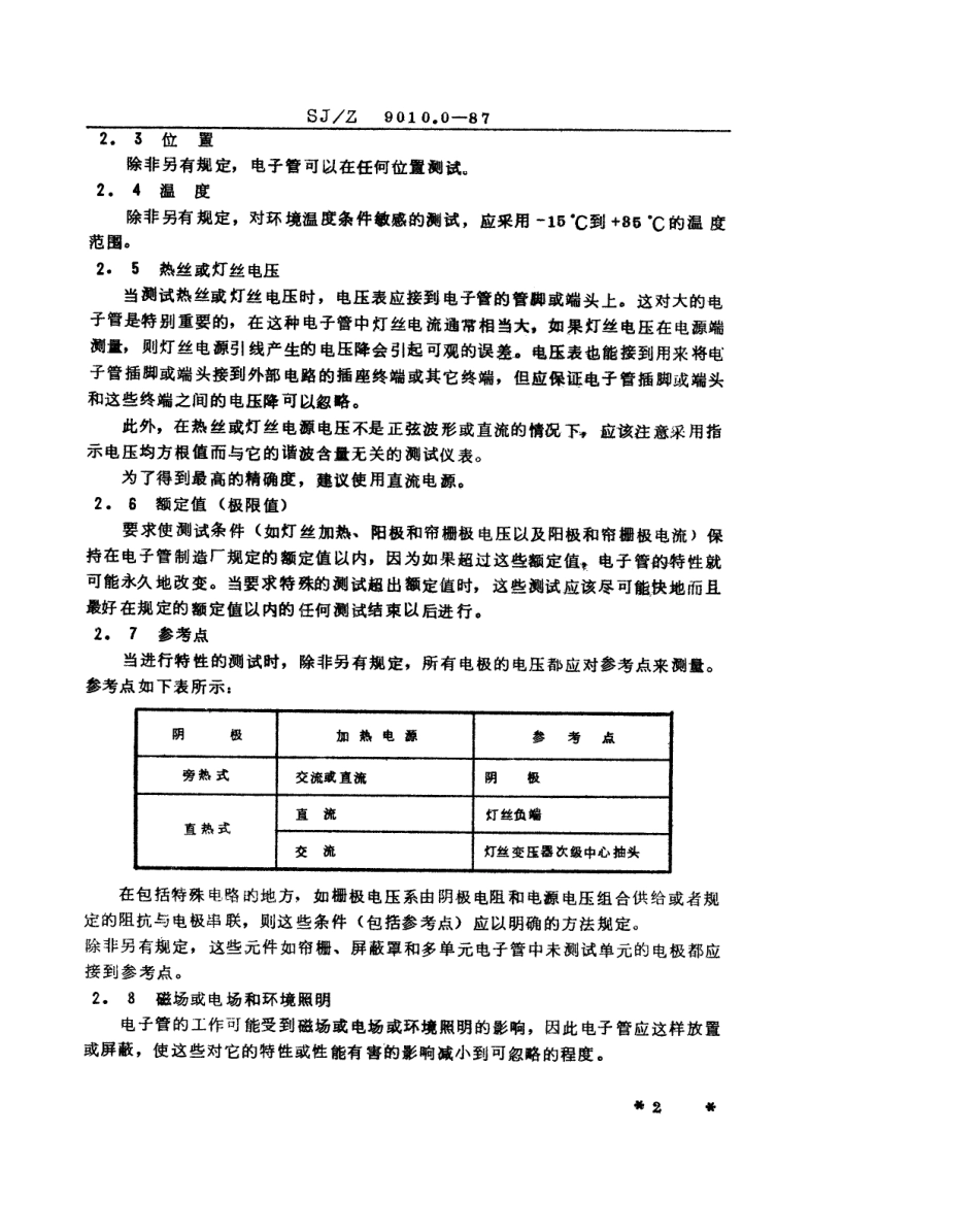 【电子行业军用标准】SJZ 9010.0-1987 电子管电性能的测试 第0部分 电子管测试方法有关的注意事项.pdf_第2页