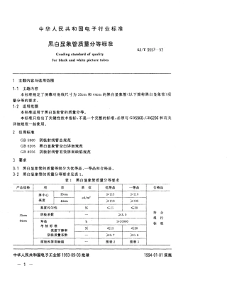 【电子行业军用标准】SJT 9557-1993 黑白显像管质量分等标准.pdf